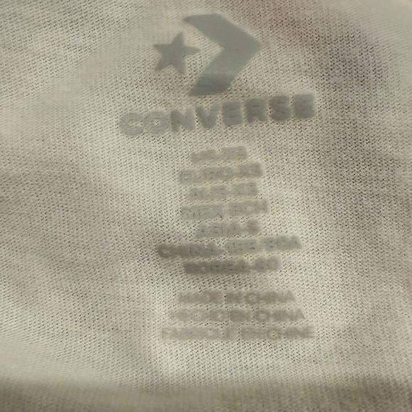 Converse White Graphic Women's T-Shirt with Embroidered Rainbow lines Size XS - Picture 3 of 3